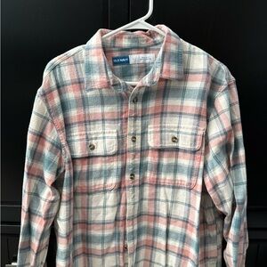 Old Navy Men's Casual Plaid Shirt - Blue, Pink, White